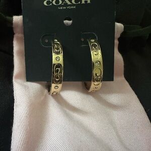 Coach Gold-Tone Embellished Hoop Earrings